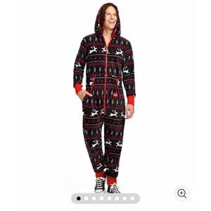Brand New Tipsy Elves Men's Onsie Zip Pajama Reindeer Jumpsuit Hooded Holiday XL